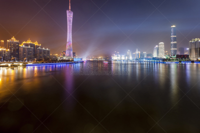 夜晚,城市天际线,城市,水,天空,新的,客船,曙暮光,滨水,都市风景