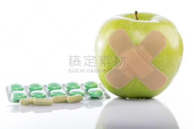 苹果,药丸,绿色,瘀伤,水平画幅,形状,无人,特写,甜点心,痛苦