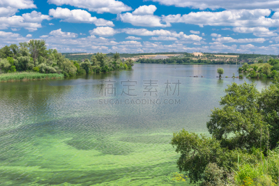 第聂伯河,夏天,地形,水平画幅,无人,蓝色,欧洲,户外,草,绿松石色