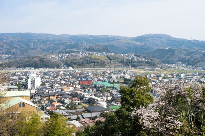 都市风景,长冈,伊豆半岛,静冈县,春天,水平画幅,无人,日本,户外,航拍视角