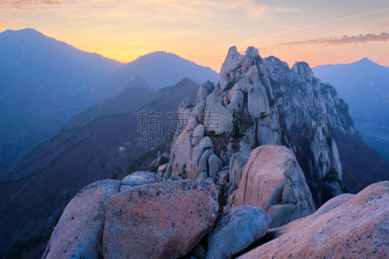 岩石,国家公园,看风景,南,雪岳山,巨石,韩国,朝鲜半岛,植物,石头