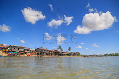 占巴塞,巴色,湄公河,老挝,水,水平画幅,早晨,旅行者,夏天,户外