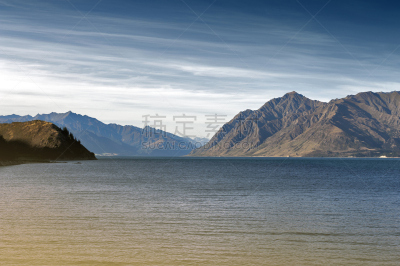 奥塔哥地区,哈威亚湖,新西兰,hawea,水,天空,公园,水平画幅,山,曙暮光