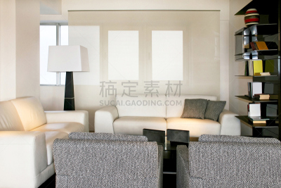 白色,起居室,水平画幅,无人,架子,灯,家具,现代,沙发,支架