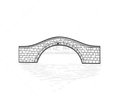桥,石材,小的,绘画插图,标志,雕刻术,分离着色,高架桥,运河,拱门