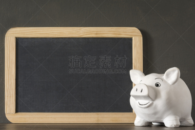小猪扑满,幸福,空白的,黑板,小的,信函,边框,希腊,猪,存钱罐