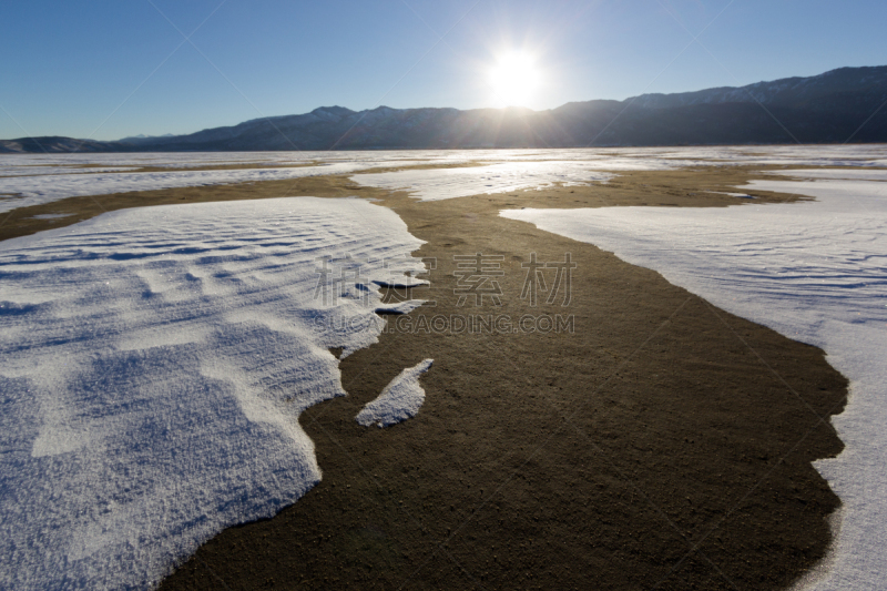 湖床,冬天,山谷,华秀湖,水平画幅,雪,无人,泥土,户外,干的