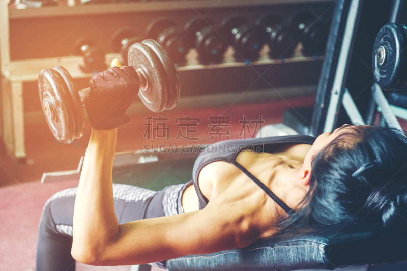 运动,哑铃,松弛练习,健身房,女人,砝码,肘,举重机,追踪器,健身俱乐部