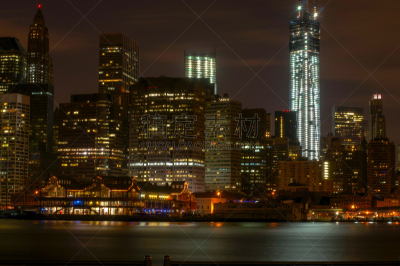 曼哈顿,水平画幅,夜晚,无人,海港,户外,都市风景,现代,纽约,国际著名景点