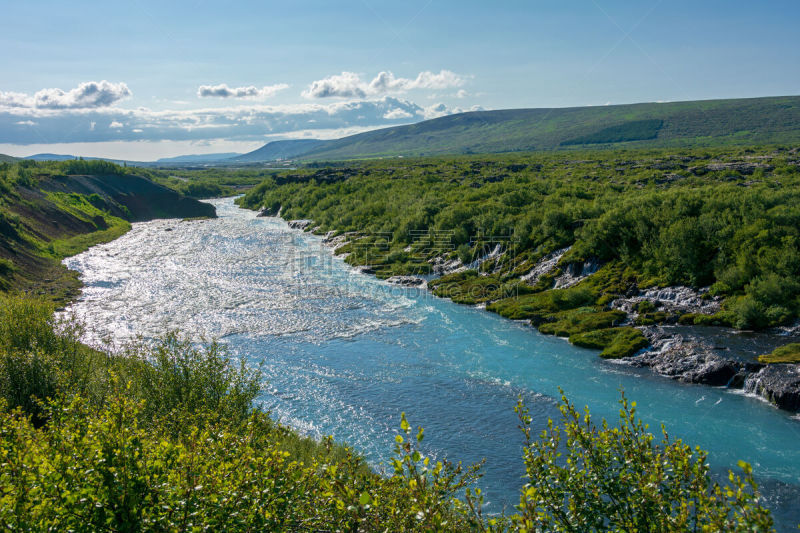 hraunfossar,冰岛国,熔岩,欧洲,自然,图像,美,无人,水,河流