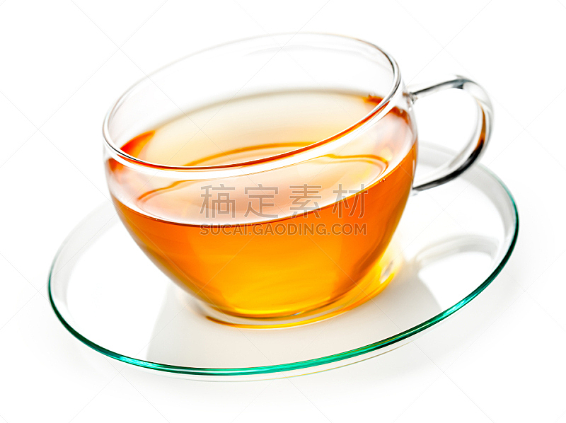 茶,红茶,茶杯,玻璃,玻璃杯,水平画幅,无人,白色背景,背景分离,饮料