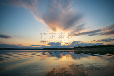 黄昏,德克萨斯,湖,天空,安静,暗色,运动,云,位置,户外