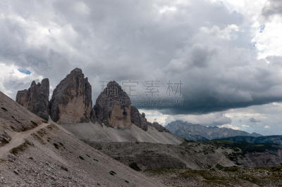 瓦雷多三尖峰,环境,公主,背景,石头,夏天,户外,天空,多洛米蒂山脉,意大利