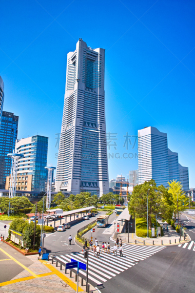 横滨高速铁路,横滨,居住区,横滨地标大厦,垂直画幅,无人,东亚,夏天,户外,滨水