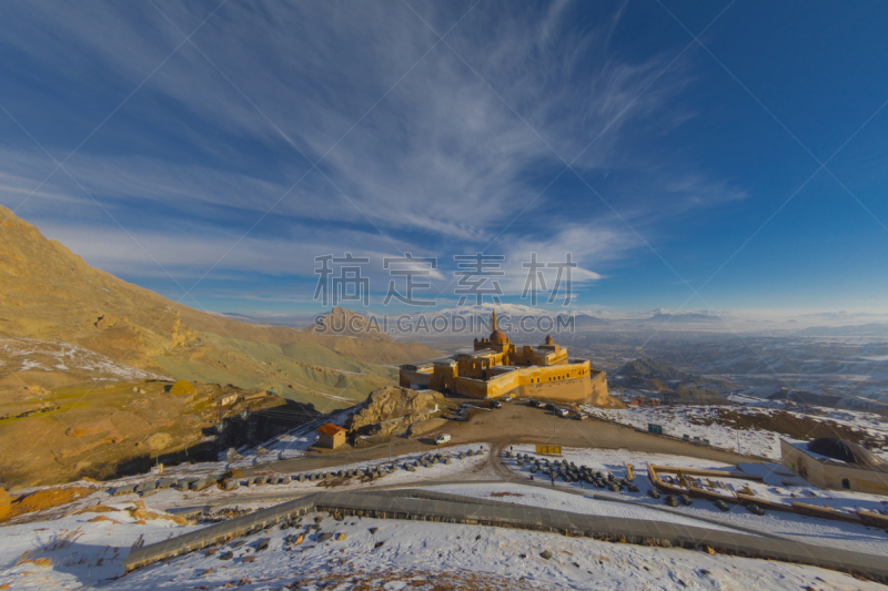 土耳其,天空,德古巴雅兹特,东,居住区,蓝色,背景,白山山脉,查济,宫殿