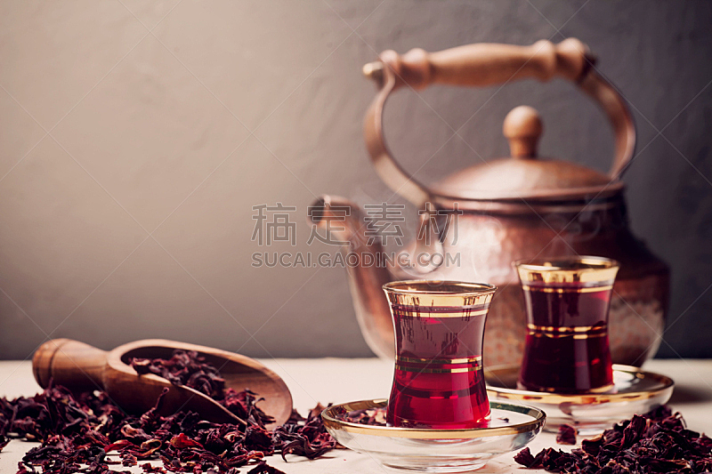 红色,芙蓉茶,木槿属,壶,传统,茶,土耳其,茶壶,埃及,伊斯坦布尔