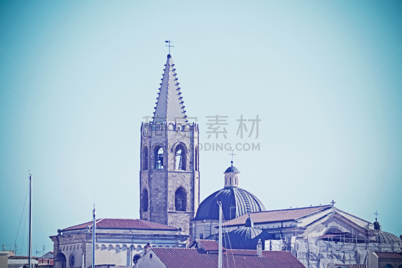 阿尔盖罗,尖顶,萨萨里,水平画幅,无人,古老的,户外,都市风景,城镇