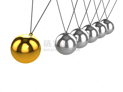 黄金,牛顿碰撞球,三维图形,球体,水平画幅,2015年,金色,撞击,摄影,行动