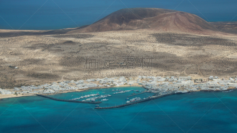 兰萨罗特岛,海岸线,视角,格拉西奥萨岛,la graciosa,观测点,水,天空,水平画幅,无人