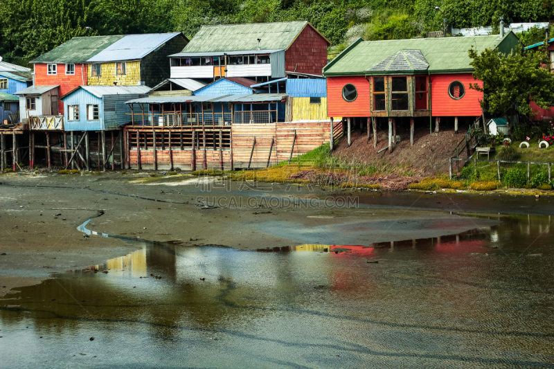 住宅内部,堆,水上高脚屋,奇洛埃岛（智）,高跷,巴塔哥尼亚,南美,水平画幅,旅行者