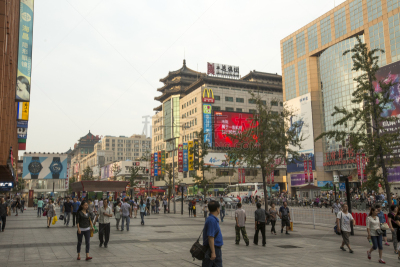 北京,人,商业街,群众,王府井,水平画幅,行人,旅行者,商店,户外