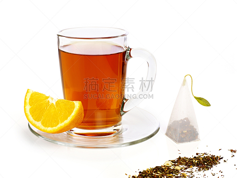 茶杯,柠檬,红茶,茶包,水平画幅,无人,茶碟,热饮,饮料,橙子