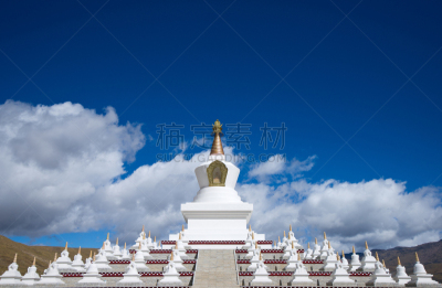白色,宝塔,喇麻庙,清朝,四川省,纪念碑,天空,灵性,水平画幅,无人