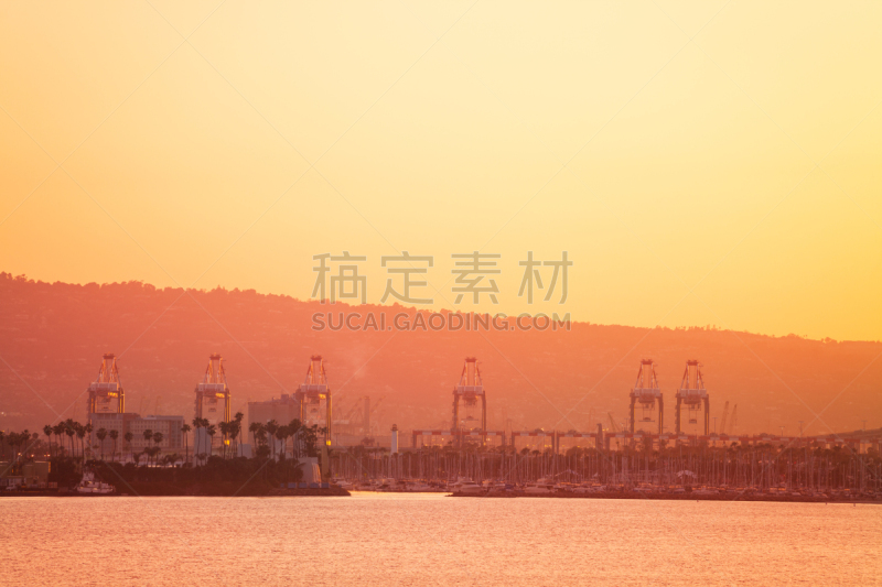 海港,美国,黄昏,海洋,科美杰,看风景,防洪堤,码头周围,造船厂,水平画幅