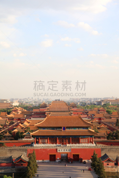 垂直画幅,天空,古代文明,旅游目的地,无人,宫殿,蓝色,故宫,白云山脉,红色