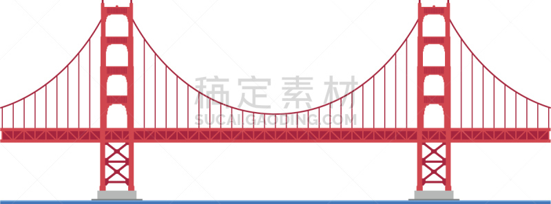 绘画插图,矢量,美国,旧金山,国内著名景点,桥,纪念碑,国际著名景点,设计元素