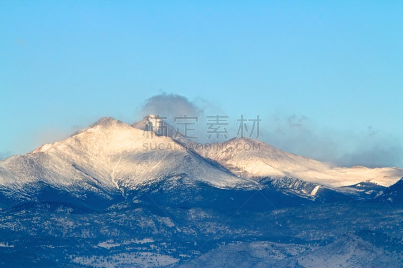 朗斯峰,山,科罗拉多州,前山脉,水平画幅,冬天,雪,无人,户外