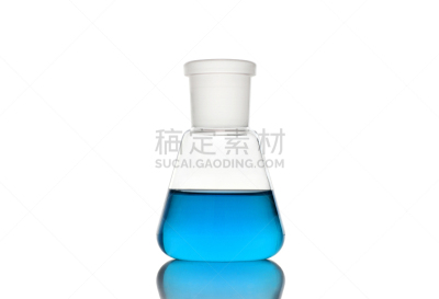 烧瓶,白色背景,液体,蓝色,微生物学,化学,背景分离,生物科技,科学实验,锥形烧瓶