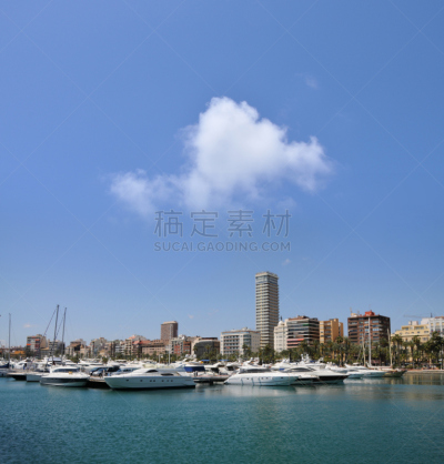 阿利坎特,海港,城市天际线,阿利坎特省,垂直画幅,水,建筑,无人,城市生活,建筑外部