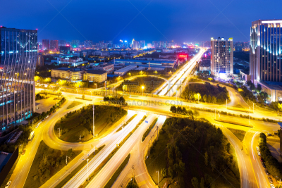 交通,公路,航拍视角,小的,合肥,安徽省,高架道路,多重任务,水平画幅,夜晚