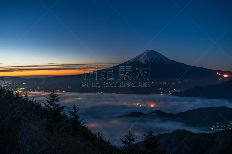 富士山,山梨县,日本,牵牛花,海洋,山,天空,美,里山,休闲活动