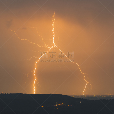 保龄球全中,橙色,水,天空,暴风雨,气候,夜晚,夏天,气候与心情,明亮