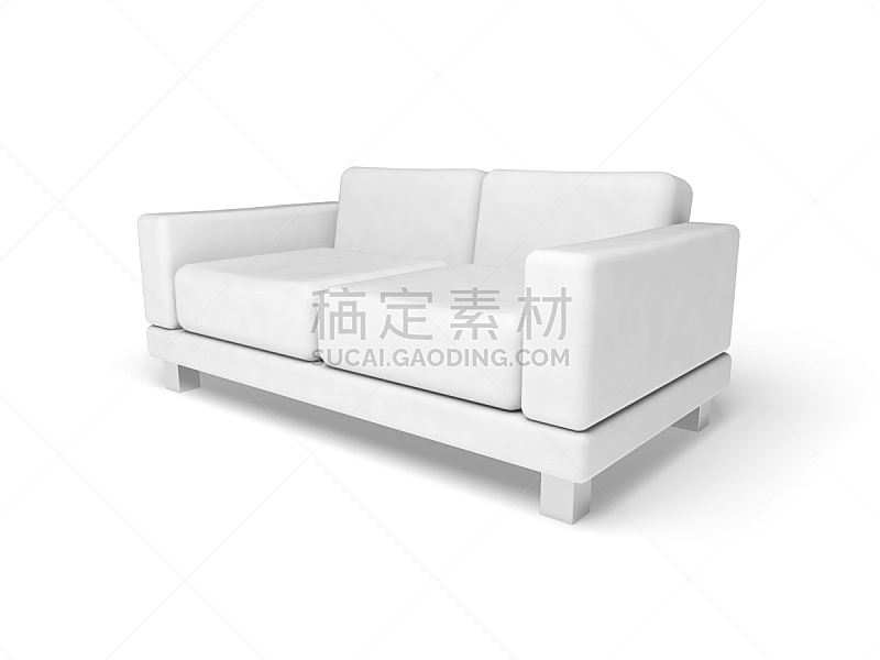 沙发,白色,空的,三维图形,背景,分离着色,室内地面,水平画幅,形状,无人