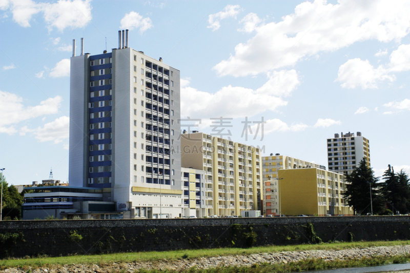 巨大的,建筑外部,塞文山区,加尔德,贫困地区,窗户,外立面,水平画幅,建筑,块状