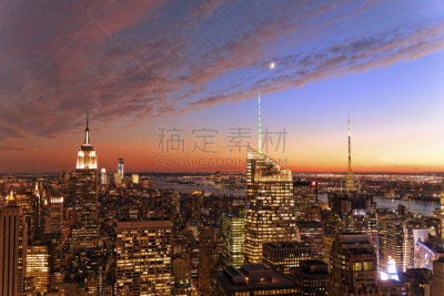 曼哈顿,纽约,下曼哈顿区,市区,建筑结构,无线电通信塔,户外,曼哈顿上中区,日落