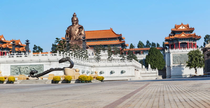 道教,广州,中国,老子像,寺庙,太和殿,陶斯,砂纸,圆柱全景,阴阳符