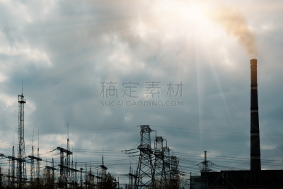 发电站,黄昏,终点大厦,冷凝器,热电站,发电机,涡轮,水平画幅,能源行业职位,工厂