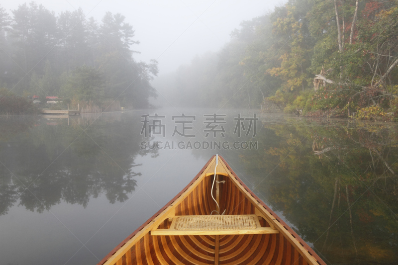 秋天,河流,雾,独木舟,river ausable,桨,自然,水平画幅,户外,船