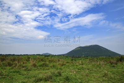 风景,山,掩护的策略,精致拱石,济州岛,广角,天空,平视角,草,自由
