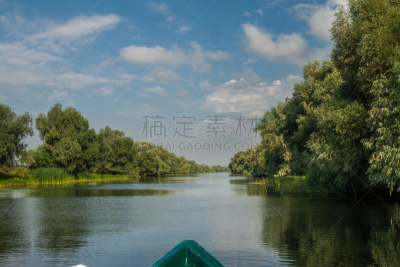 运河,风景,船,多瑙河三角洲,水,天空,美,水平画幅,云,无人