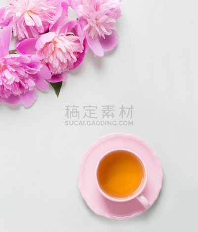 牡丹,灰色,桌子,轻的,茶杯,玫瑰色的,玫瑰,茶,夏季系列,粉色