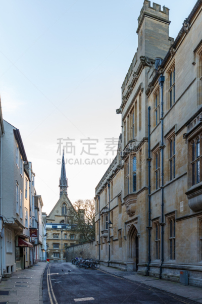 早晨,春天,牛津,玉米市场街,牛津郡,垂直画幅,天空,建筑,无人