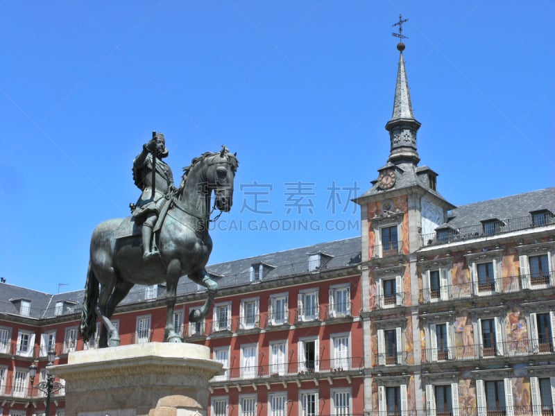 西班牙,马德里,水平画幅,烘焙之家,大广场,马约尔广场,Casa De La Panaderia,Statue Of Philip III