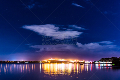 交通,桥,在上面,星系,海洋,天空,水平画幅,云,星星,夜晚