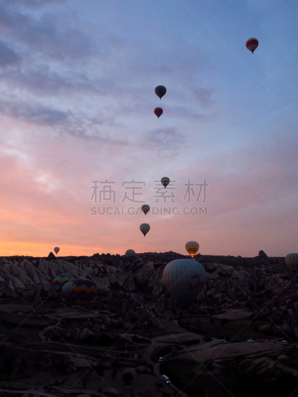 卡帕多奇亚,热气球,在上面,垂直画幅,风,安纳托利亚,厄古普,气球,旅行者,户外