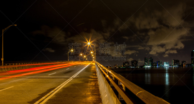 桥,迈阿密,水,天空,留白,夜晚,曙暮光,都市风景,现代,建筑业